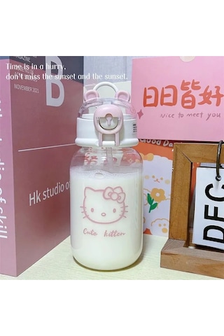 Ruicoo 0.5l Termo Mug, 12 Saat Sıcak/soğuk Tutan, Pembe Karakter Desenli Pembe