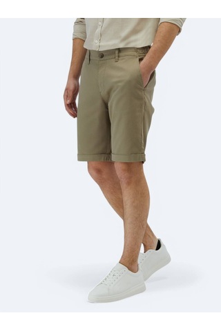 Vizon Düz Dokuma Slim Fit Casual Pamuk Karışımlı Bermuda Vizon