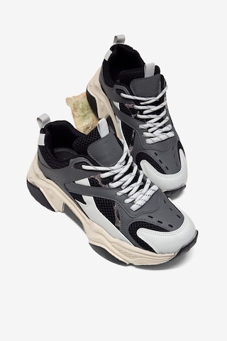 Tonny Black Rahat Kalıp Poli Taban Bağcıklı Sneaker Kadın Füme Gri Sneaker Tbcrn1903