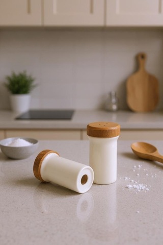 Bambum Festival - Bambu Standlı 12'li Dönen Baharatlık Ahşap - Beyaz