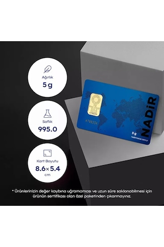 Nadir Gold 5 Gram Külçe Altın 24 Ayar
