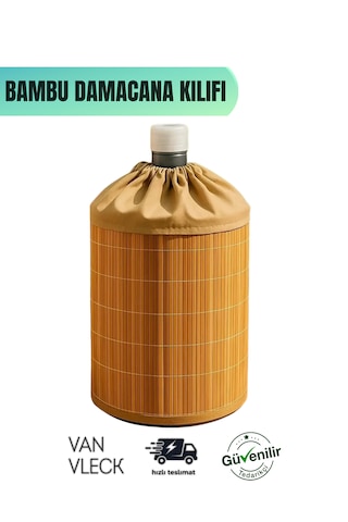 Bambu Damacana Kılıfı Kumaş Korumalı, İpli 19 Lt Su Damacanası Örtüsü Kahverengi
