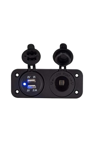 Çift Usb Araç Şarj Soketi Ve Çakmaklık 2.1a/1a - 12 V Marin Ve Karavan