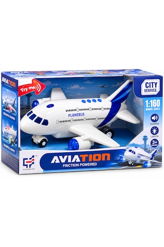 25 Cm Sesli Ve Işıklı Airbus Yolcu Uçağı Sürtmelı Hareketli Mavi