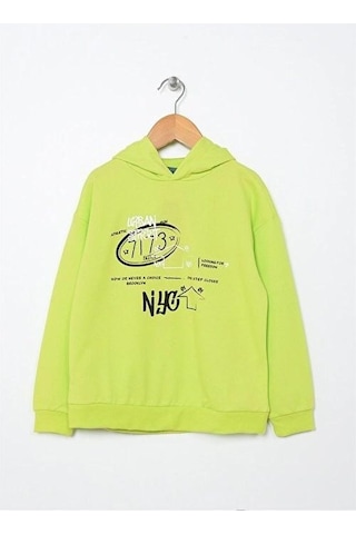 %100 Pamuk Baskılı Kapüşonlu Erkek Çocuk Yeşil Sweatshirt/hoodie/üst Giyim 1451 Yeşil