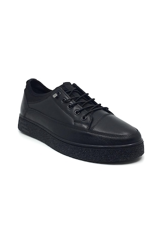 Catelli %100 Deri Ortopedik Erkek Kışlık Rahat Günlük Bağsız Sneaker Ayakkabı 40-44 Siyah