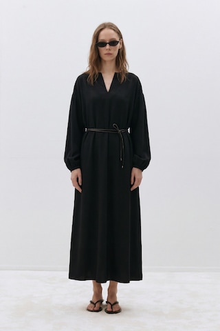 Suud Collection Siyah Meggie V Yaka Uzun Elbise