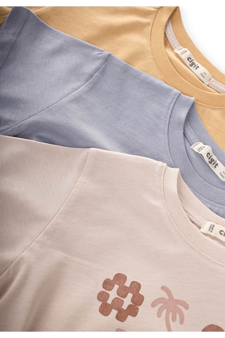 Cigit Üçlü Set Erkek T-shirt 2-10 Yaş Kum Mavi Sundres