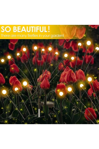 Zwoos 4'lü Paket 10 Led Güneş Ateşböceği Işıkları, Bahçe, Veranda, Avlu İçin Su Geçirmez Güneş Enerjisi D Genel