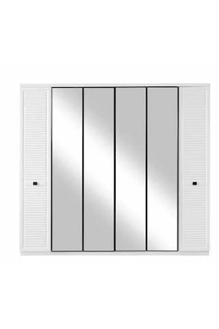 Valien Tamamı Mdf 6 Membranlı Kapaklı Reflekte Camlı Gardırop Dolap Beyaz