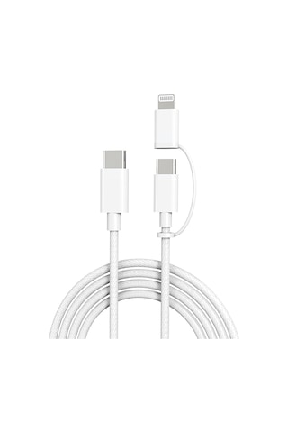 Micflip A22 2in1 Pd Type-c To Type-c + Lightning Mfı Sertifikalı Data Ve Şarj Kablosu 240w 1m Beyaz