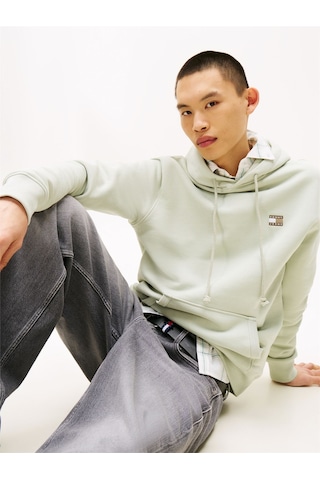 Tommy Hilfiger Tjm Reg Badge Hoodıe Ext Erkek Yeşil Sweatshirt - Dm0dm20258