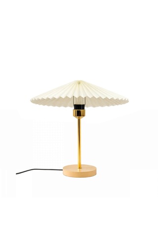 Homing Glow Ahşap Tabanlı Gold Abajur 242407 Krem