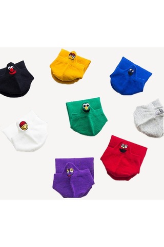 Bonbonetti Bonbonetti Unisex Emoji Desenli Renli 6 Li Patik Çorap Çok Renkli