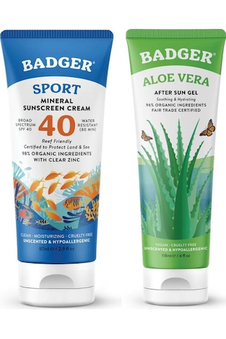 Badger Clear Zinc Kokusuz Güneş Kremi SPF40 87 ML + Aloe Vera Jel 118 ML