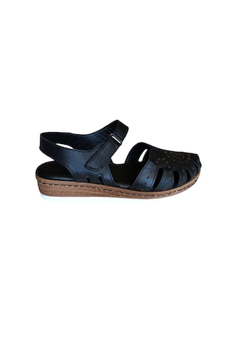 Castle Black 22380 Kadın Hakiki Deri Önü Kapalı Günlük Comfort Sandalet Siyah