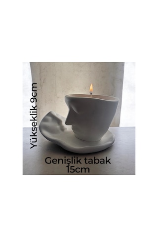 Taş Tozu Kahve Fincanı Mumluk Mum Çok Renkli