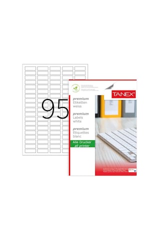 Tanex Tw-2095 Ebat 30 X 12 MM Laser Etiket A4 Sayfada 95 Etiket