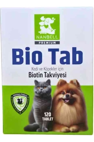 Nanbell Bio Tab Kedi Ve Köpekler İçin Biotin Takviyesi 120 Tablet Tüy Dökülmesini Azaltır, Parlaklık Kazandırır