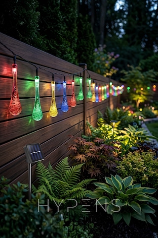 Solar Damla Led 5m 20 Ledli Rgb Renkli 8 Modlu Dekoratif Bahçe Ve Balkon Süs Işığı Çok Renkli