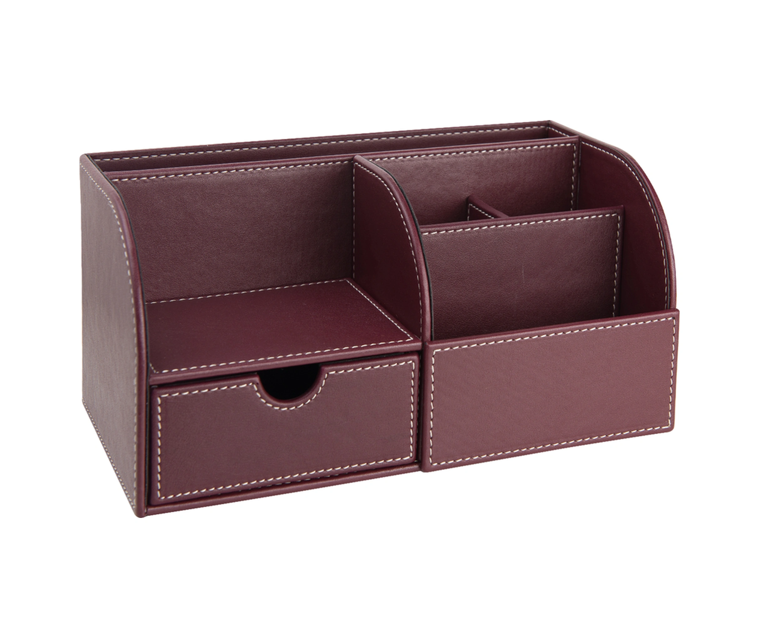 Masaüstü Düzenleyici,kalemlik,kumandalık,küpbloknotluk,tabletlik,kitaplık,6 Gözlü,çekmeceli,desktop Organizer,vegan,24,5 13 12 Bordo