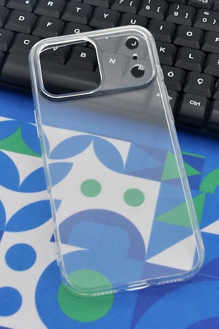 Apple Uyumlu iPhone 17 Pro Max Kredi Şeffaf Düz Kılıf Kamera Korumalı Şeffaf