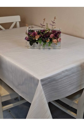 Elyaflı Pvc Muşamba - Desenli Silinebilir Masa Örtüsü Mrl78a Beyaz