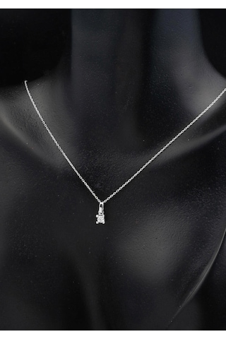 Bilezikci Tektaş Küpeli Kolyeli Beyaz Altın 14 Ayar 2'li Set