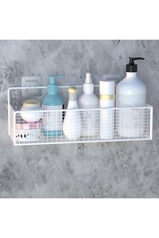 Reedark Beyaz Duvarlı Depolama Rafı - Banyo/ Mutfak/ Yurt İçin Deliksiz Kurulum, 2 Yapıştırıcı Kanca Dahil Çok Renkli