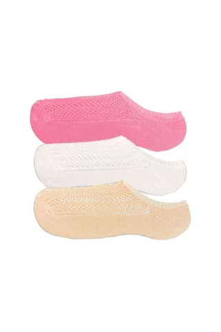 Royaleks 3 Adet Kadın Sneaker Dantelli File Pamuklu Yumuşak Çorap RYL-RNKCR3001 Çok Renkli