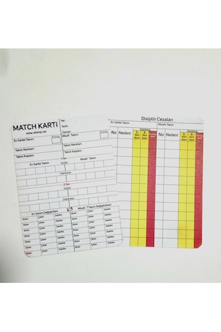 Tafsilat Kartı , Maç Not Kartları , Model Tr Çok Renkli