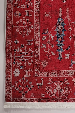 Blghome Renkli Vintage Desen Modern Halı Dekoratif Kilim Kırmızı