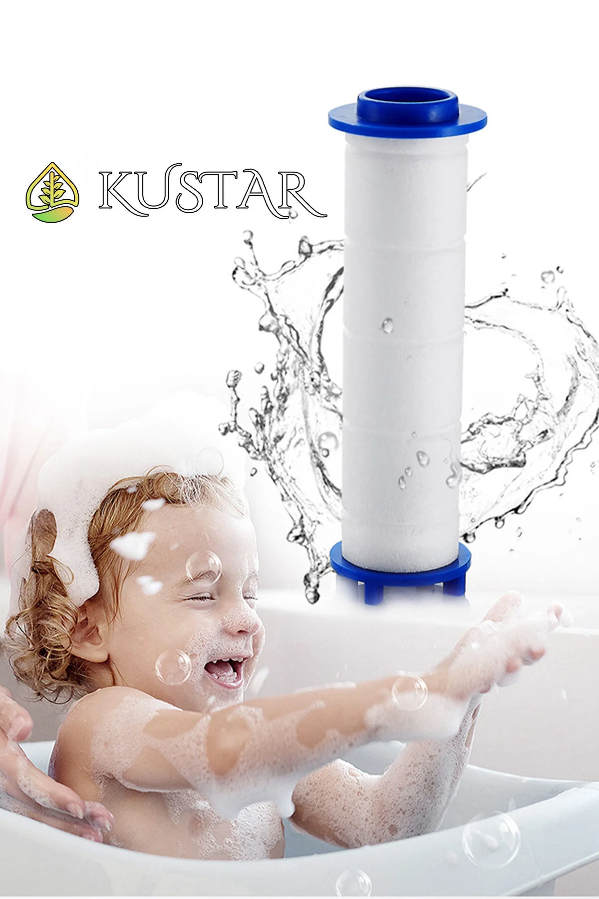 Filtreli 5 Fonksiyonlu Duş Başlığı +3 Yedek Filtre Su Tasarruflu, Basınçlı, Kireç Önleyici Beyaz