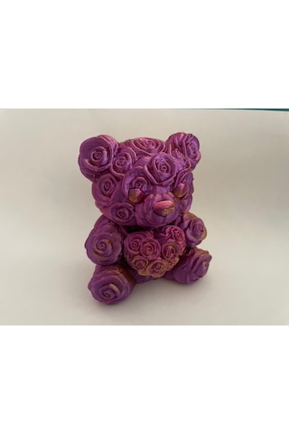 Romantik Dekoratif Gül Ayı Biblo Sevgiliye Hediye Altın-mor Rose Bear Altın Mor Ve Kırmızı 01