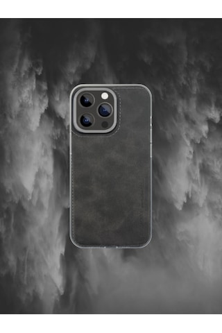 Juno Apple Uyumlu iPhone Hakiki Deri Koruyucu Kılıf 13 Pro Max Gri