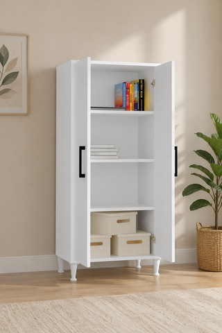 Renazzo %100 Mdf Çok Amaçlı Kiler Banyo Mutfak Dolabı Beyaz