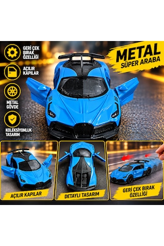 Metal Gövdeli Spor Araba Oyuncak Geri Çek Bırak, Açılır Kapılı Metalik Metal Gövdeli Spor Araba Oyuncak Geri Çek Bırak, Açılır Kapılı Metalik