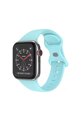 Wozlo Apple Uyumlu iOS Watch 1, 2, 3, 4, 5, 6, 7, Se Silikon Kordon Kayış - S-m Beden 42/44/45mm - Açık Mavi