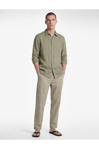 Koton Slim Fit Keten Karışımlı Cepli Beli Lastikli Bağcıklı Pantolon Gri 6sam40169hw