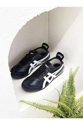 Tayger E E-3226 Hakiki Deri Düz Taban Sneaker Spor Ayakkabı Unısex Siyah Beyaz