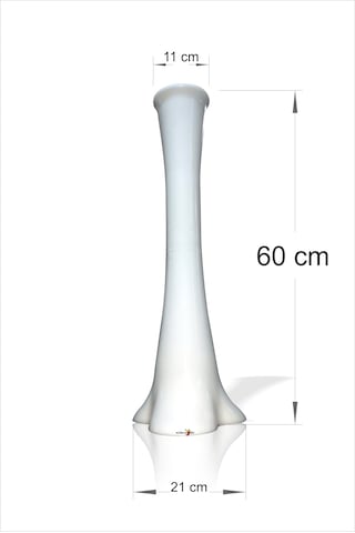 Uzun 60 Cm Düz Beyaz Kırılmaz Dengeli Sert Plastik Vazo Saksı