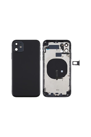 Cbtx Apple Uyumlu iPhone 11 Pil Arka Kapağı Yan Tuşlar, Kart Tepsisi, Güç + Ses Esnek Kablosu Siyah
