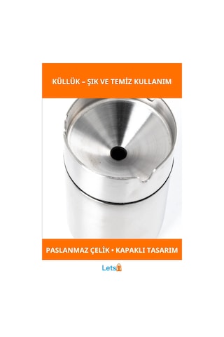 Kapaklı Paslanmaz Çelik Şık Küllük Dayanıklı Ve Kullanışlı