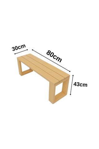 El Yapımı Ahşap Bank 80x30x43 Cm Masif Ahşap Oturma Bankı, Dekoratif Dış & İç Mekan Kullanımı Ekru