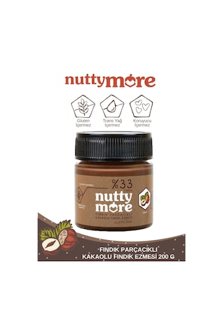 Nutty More %33 Fındık Parçacıklı Kakaolu Fındık Ezmesi 200 Gr X 6 Adet