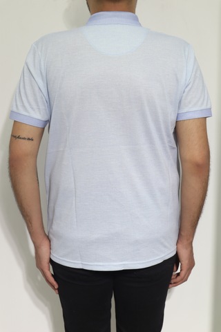 Santa Dmctekstil Erkek Dijital Baskı Desenli Klasik Kesim Rahat Kalıp Cepsiz Polo Yaka T-shirt Mavi