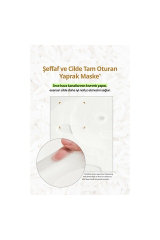 Pirinç Özlü, Cilde Aydınlık Görünüm Veren Yaprak Maske Goodal Rice Cera Moisture Mild Sheet Mask