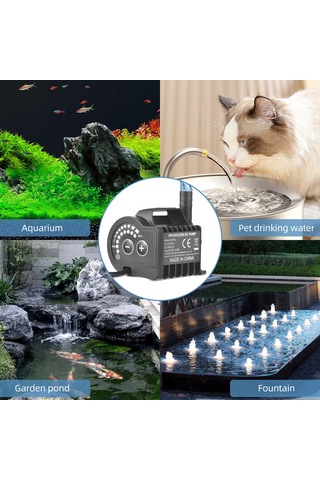 Symbee 5v Usb Minyatür Su Pompa, 8 Seviye Hız Regülasyonu, 600l/h Akış, 2.2m Yükseklik, Sünger Tabanlı, Akvaryum/ Havuz/ Evcil Hayvan İçme Suyu İçin