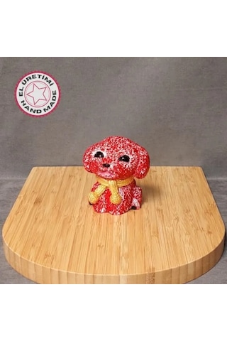 Uretti - Ayşe 7362 - 2767 El Yapımı Kırmızı Köpek Biblo 1 Adet