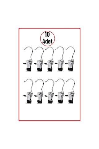 Metal Krom Kaplama Eşarp Askısı, Şal Askısı, Çok Amaçlı Askı 10 Adet Çok Renkli